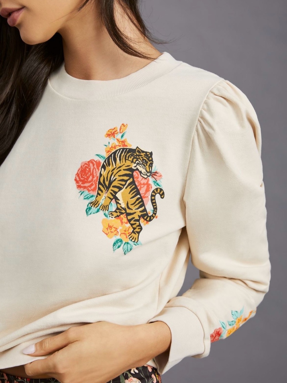 Puff-Sleeve Sweatshirt - Picture 2 of 10